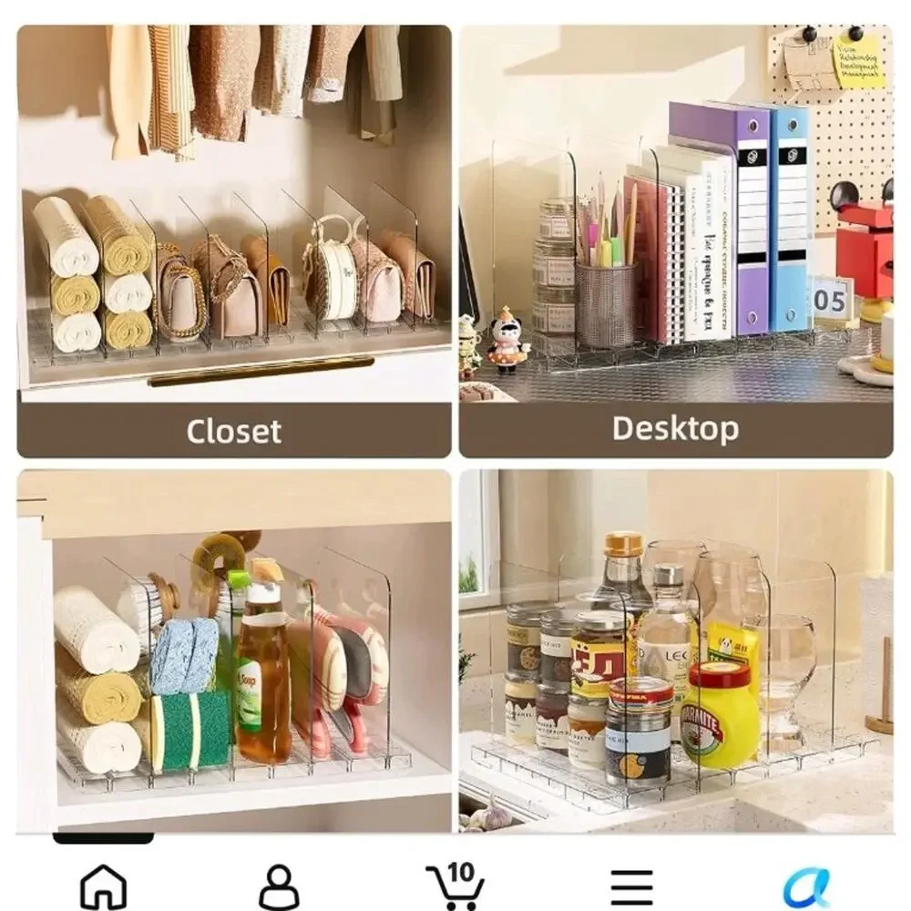 Stackable Bag & Purse Organizer for Closet Shelf Acrylic Shelf Dividers 4 Pack
